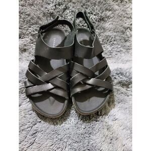 Zara Black Leather Sandals size 24